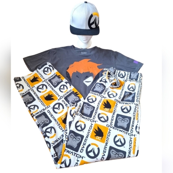 Overwatch Bundle ~ Lounge Pants~ Snapback Hat ~T-Shirt & Adult Coloring Book - Picture 2 of 16